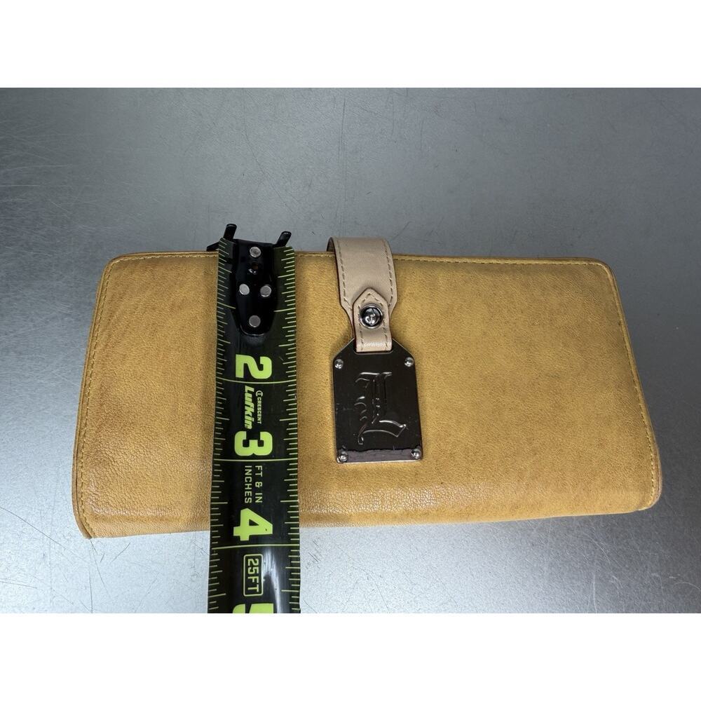 L.A.M.B. Gwen Stefani Distressed Y2K Leather Wallet Tan Designer Vintage - Picture 6 of 7